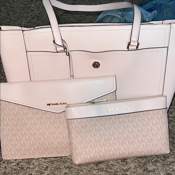 Michael Kors Handbags - Michael Kors Blush Pink Tote with Two Matching Pouches